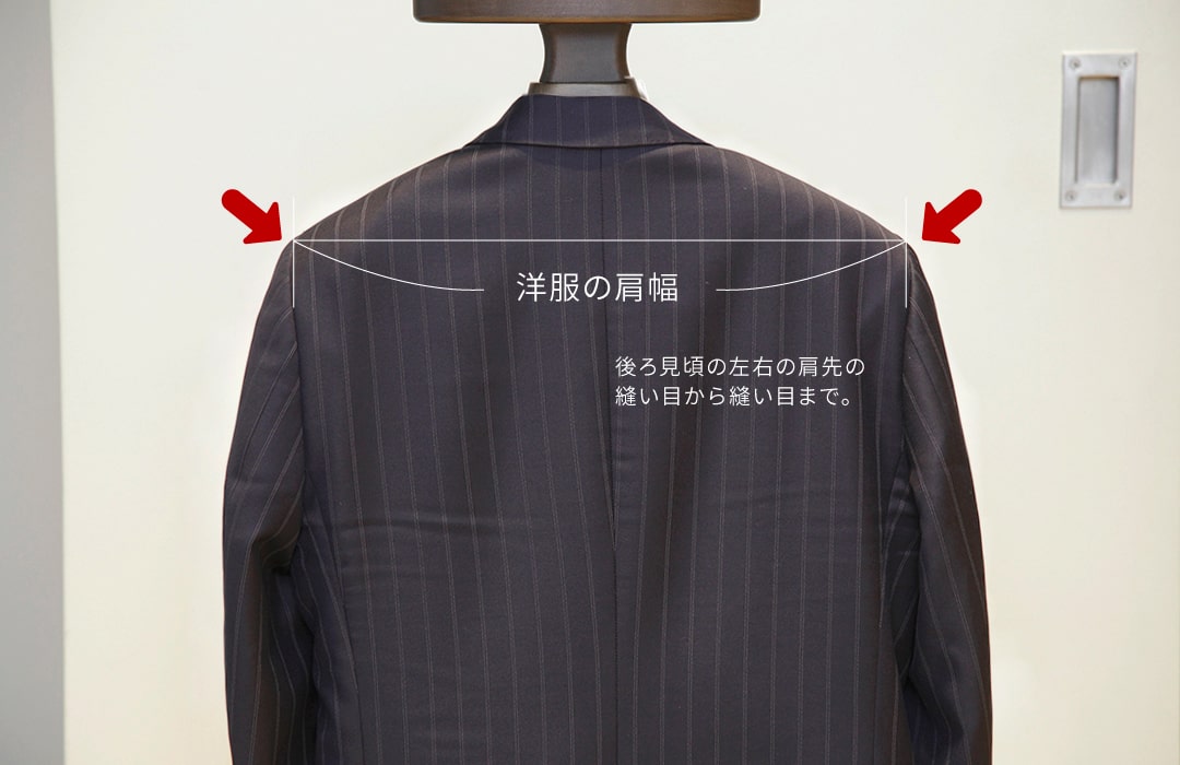 横幅は洋服の肩幅から2～4cm引いた数値が適切